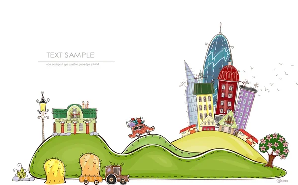 都市と農村の図では、「幸福な世界」コレクション — ストックベクタ