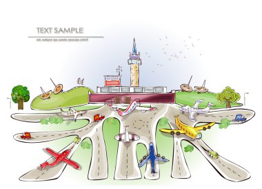 Havaalanı illüstrasyon, şehir koleksiyonu