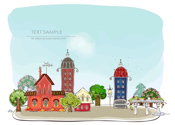 城市和乡村的插图，"快乐世界"集合 — 图库矢量图片
