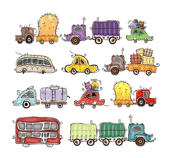 Cars and lorries set — Stock Vector