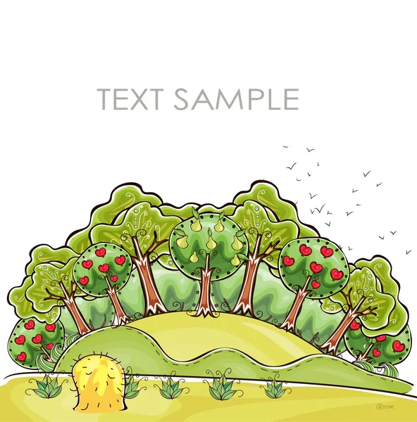 Organic farm, Harvest time illustration "Happy world" collection — Stock Vector