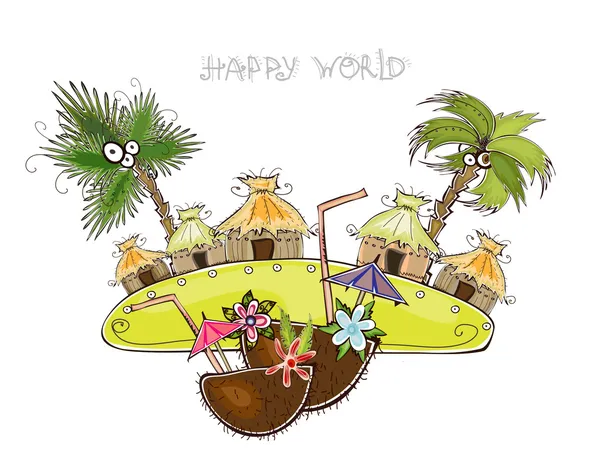 Vacanza nella giungla, concetto di viaggio e vacanza, collezione "Happy world" — Vettoriale Stock