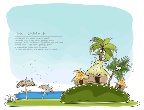 Cennet Adası seyahat arka plan "mutlu dünya" koleksiyonu — Stok Vektör
