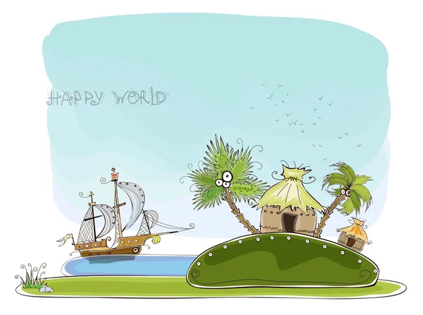 Concept voyage, Paradis, Collection "Happy world" — Image vectorielle