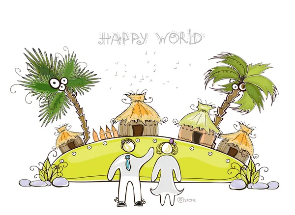 Vacation in jungle, travel and holiday concept, "Happy world" collection — Stock Vector