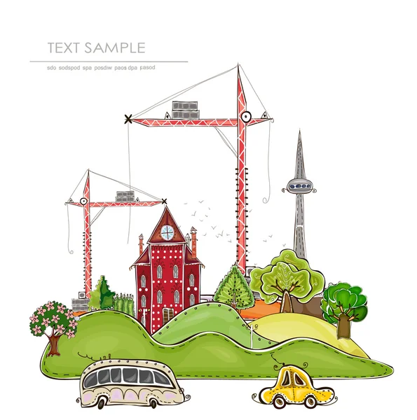 Город будет больше, строительная площадка, коллекция "Счастливый мир" — стоковый вектор
