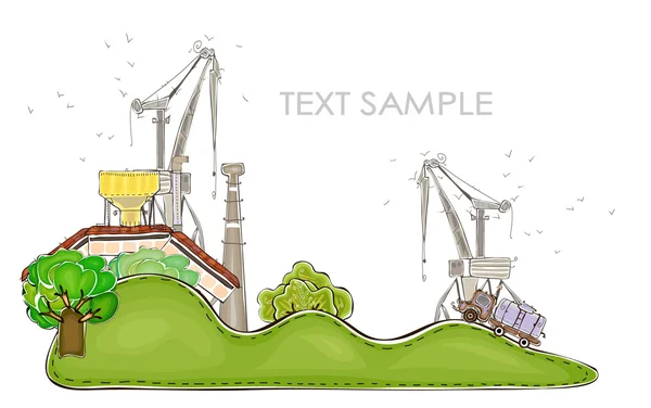 Côté industriel de la ville, Concept d'usine et de fabrication, collection "Happy world" — Image vectorielle