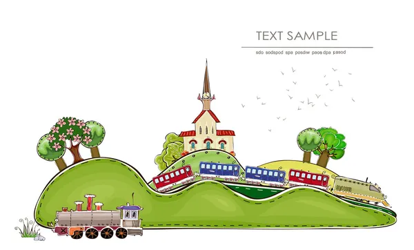 Bahnhofsillustration, Transportfrachtkonzept, Stadtsammlung — Stockvektor