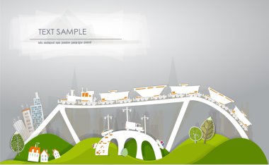 tren istasyonu illüstrasyon, nakliye kargo kavramı, şehir toplama