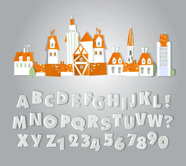 Kağıt etiketleri ile yapılan alfabesi — Stok Vektör