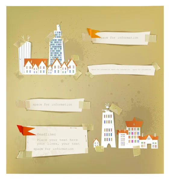"Коллекция "Белый город", Вид на город с жилых и офисных зданий — стоковый вектор