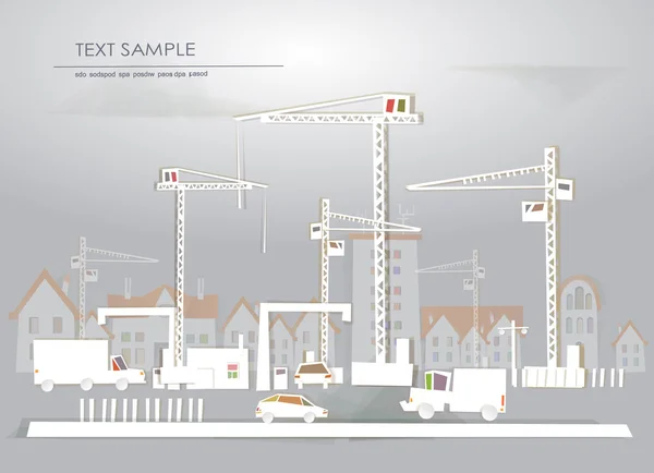 Sitio de construcción en la colección de la ciudad "White city" — Vector de stock