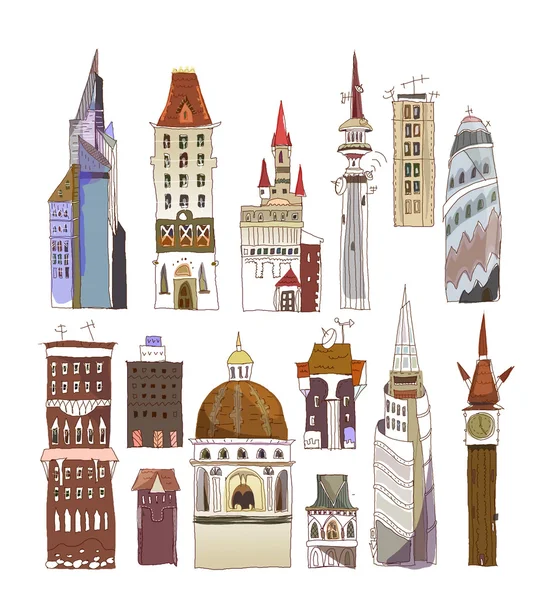 City's houses, buildings set "City collection" — Stock Vector