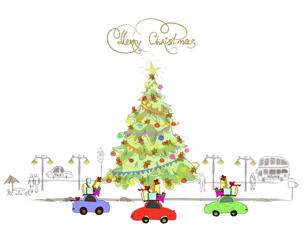 Merry Christmas in the city, City collection — Stock Vector