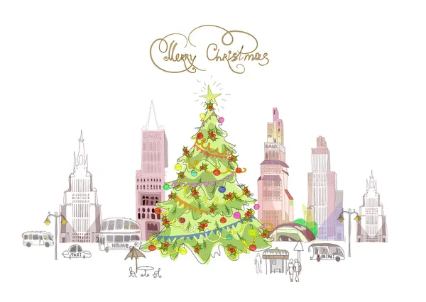 Merry Christmas in the city, City collection — Stock Vector