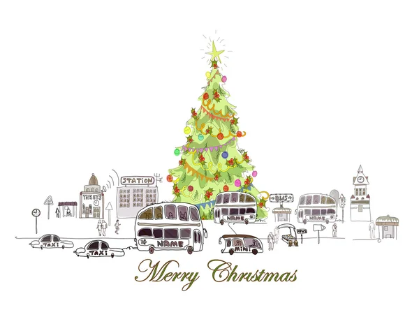 Merry Christmas in the city, City collection — Stock Vector