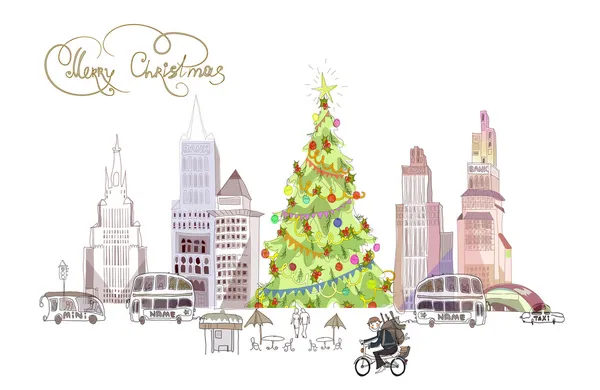 Merry Christmas in the city, City collection — Stock Vector