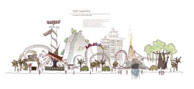 lunapark sürmek illüstrasyon, şehir koleksiyonu ile