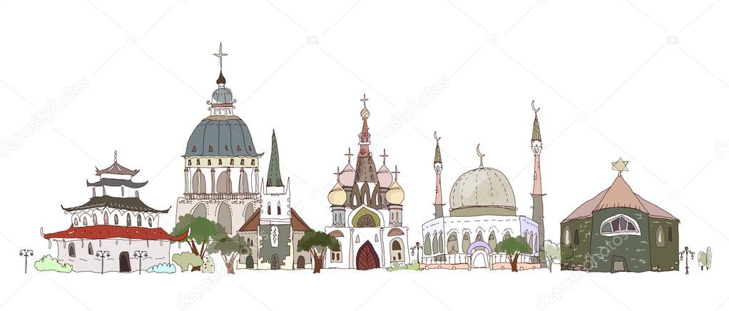 Temples and churches of religions, City collection