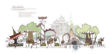 lunapark sürmek illüstrasyon, şehir koleksiyonu ile