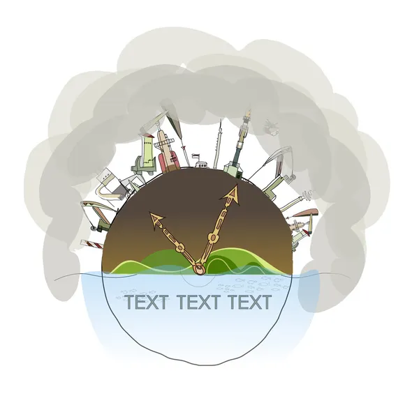 La industria pesada contaminó nuestro planeta ilustración — Vector de stock