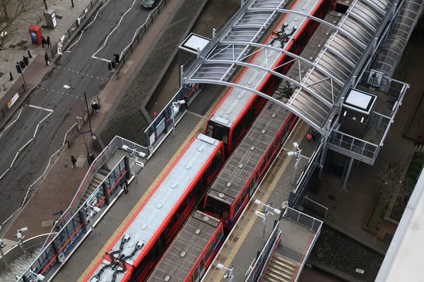 LONDON, UK - FED 2014: DLR station London, Docklands light railway — Stock Photo, Image