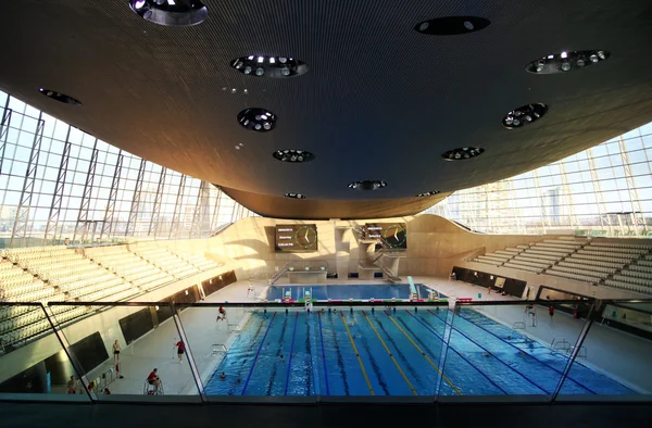 LONDON, UK - MARCH 09, 2014: Aqua centre of London's Olympic village open for public at 1 of March 2014, two years after Olympic games — Stock Photo, Image