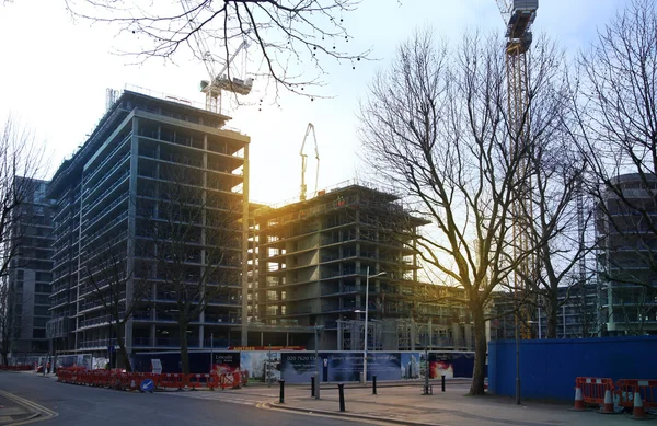 LONDON, UK - MARCH 10, 2014: building site, new development in business aria of Canary Wharf — Stock Photo, Image