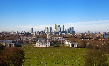 Londra, canary wharf uk - 16 Mart 2014: canary wharf Londra'nın Hills görünümünde district iş