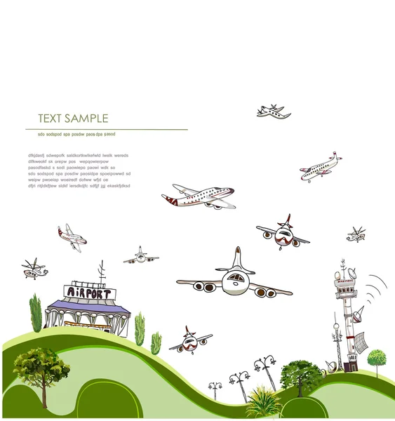 Ilustración aeropuerto, Colección ciudad — Archivo Imágenes Vectoriales