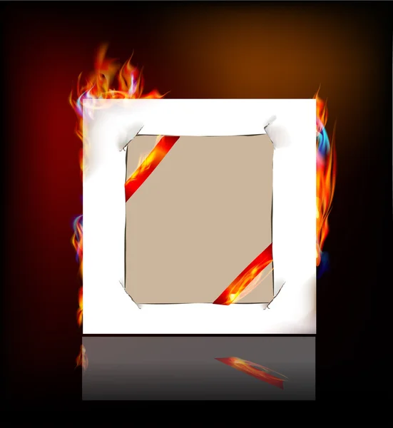 Papieren achtergrond en vlammen — Stockvector