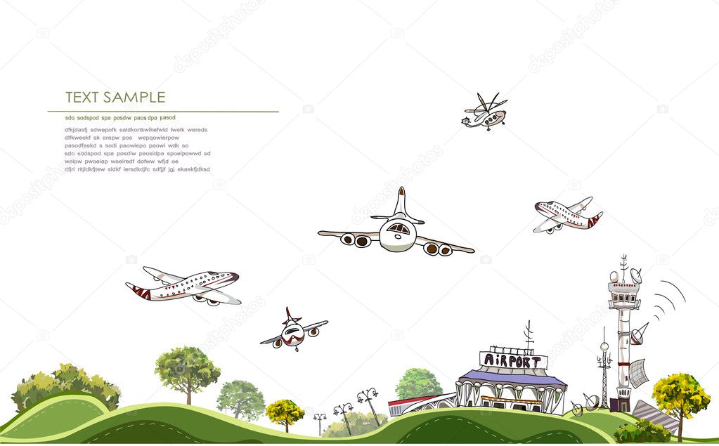 Airport illustration, city collection