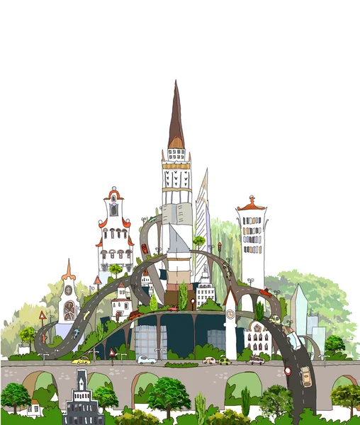 Modern stad illustration, stadssamlingen — Stock vektor