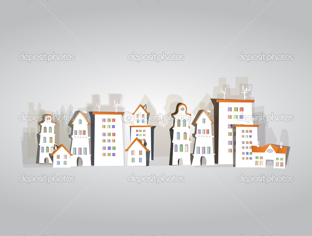 City collection. background  made of paper stickers