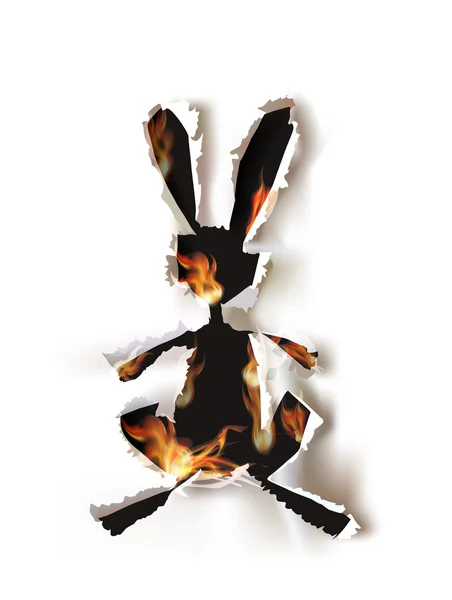 Collection de papier déchiré et flammes, Lapin — Image vectorielle