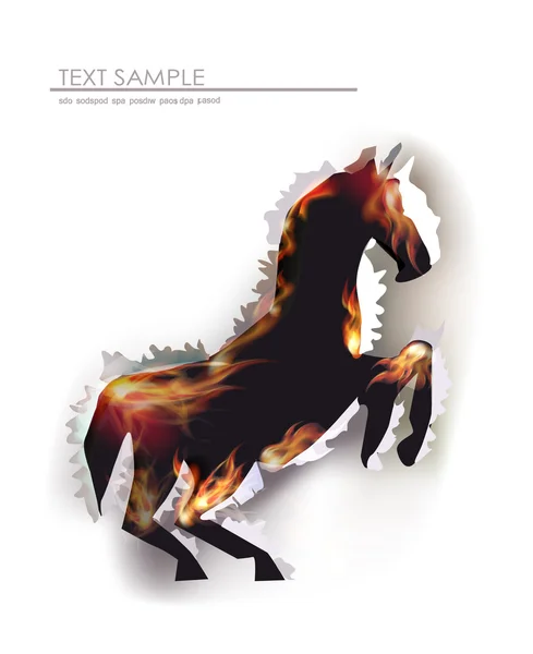 Ripped paper collection and flames, Running horse — Stock Vector