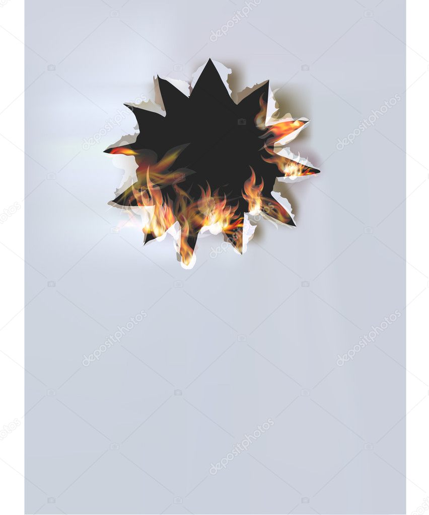 Ripped paper collection and flames, Star