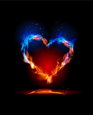 Fire collection. Heart made of flames clipart