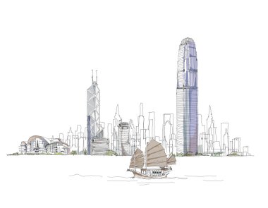 hong Kong bay, sanatsal sketch sketch koleksiyonu