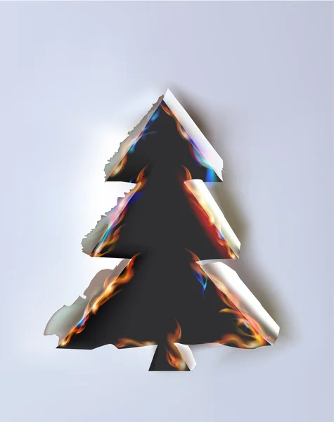 Collection de papier déchiré et flammes Arbre de Noël — Image vectorielle