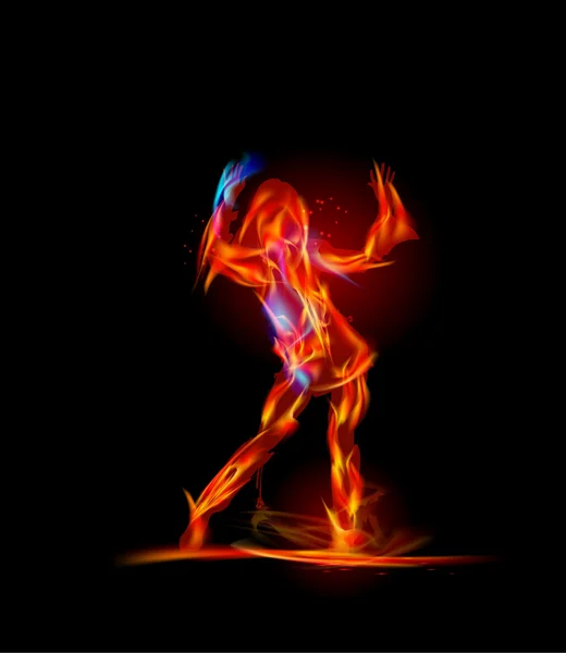 Fire dancing girl, Fire collection — Stock Vector