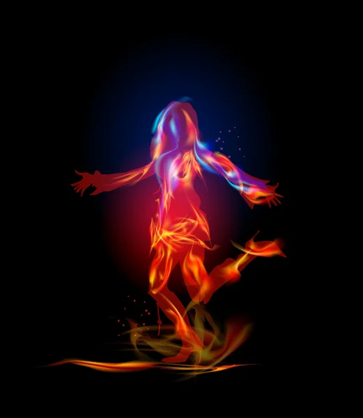 Fire dancing girl, Fire collection — Stock Vector
