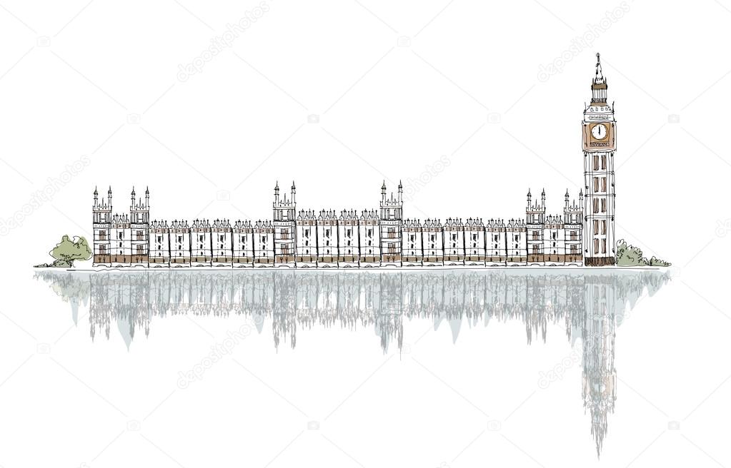 London (iconic buildings) background Parliament and Big Ben