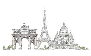 Paris, koleksiyon, Eyfel Kulesi, paris montmartre içinde harcanıp gitti verahibe triumph arch kroki,