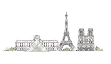 Paris, robot resim koleksiyonu, notre dame, Eyfel Kulesi ve luevre