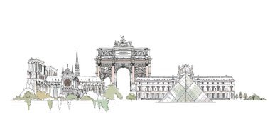 Paris, robot resim koleksiyonu, notre dame, kule, paris ve louvre triumph arch