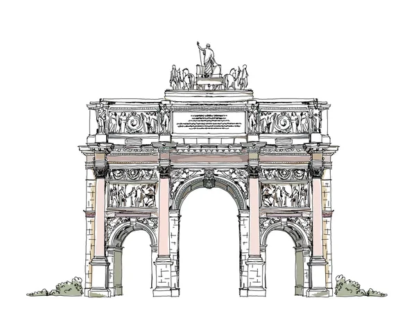 París, colección de bocetos, Triumph Arch — Vector de stock