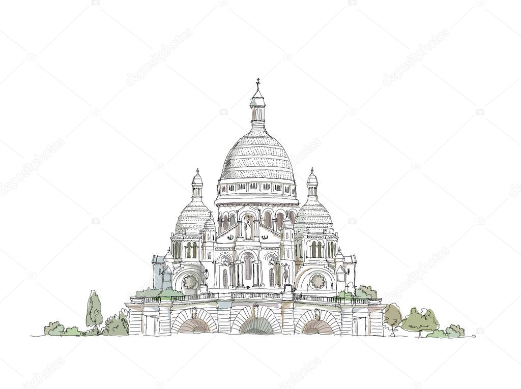Paris,  sketch collection,  Sacred Heart in Montmartre,