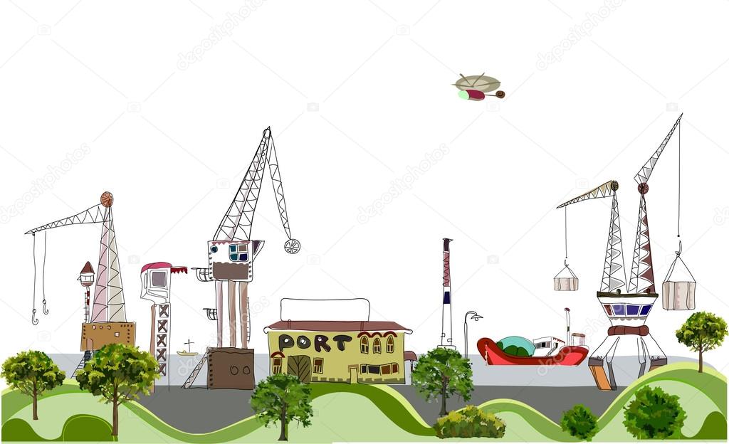 Big port illustration, City collection