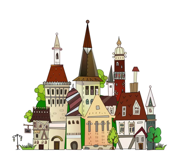 Town illustration, City background — Stock Vector